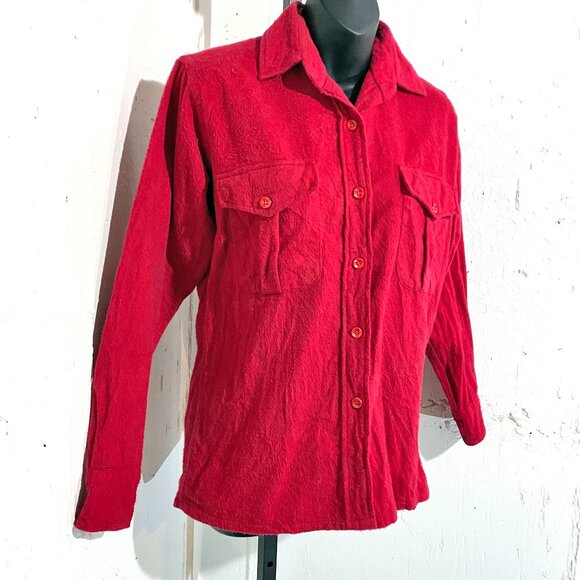 Vintage L.L. Bean Red Button Up Blouse Size Medium - Picture 9 of 10